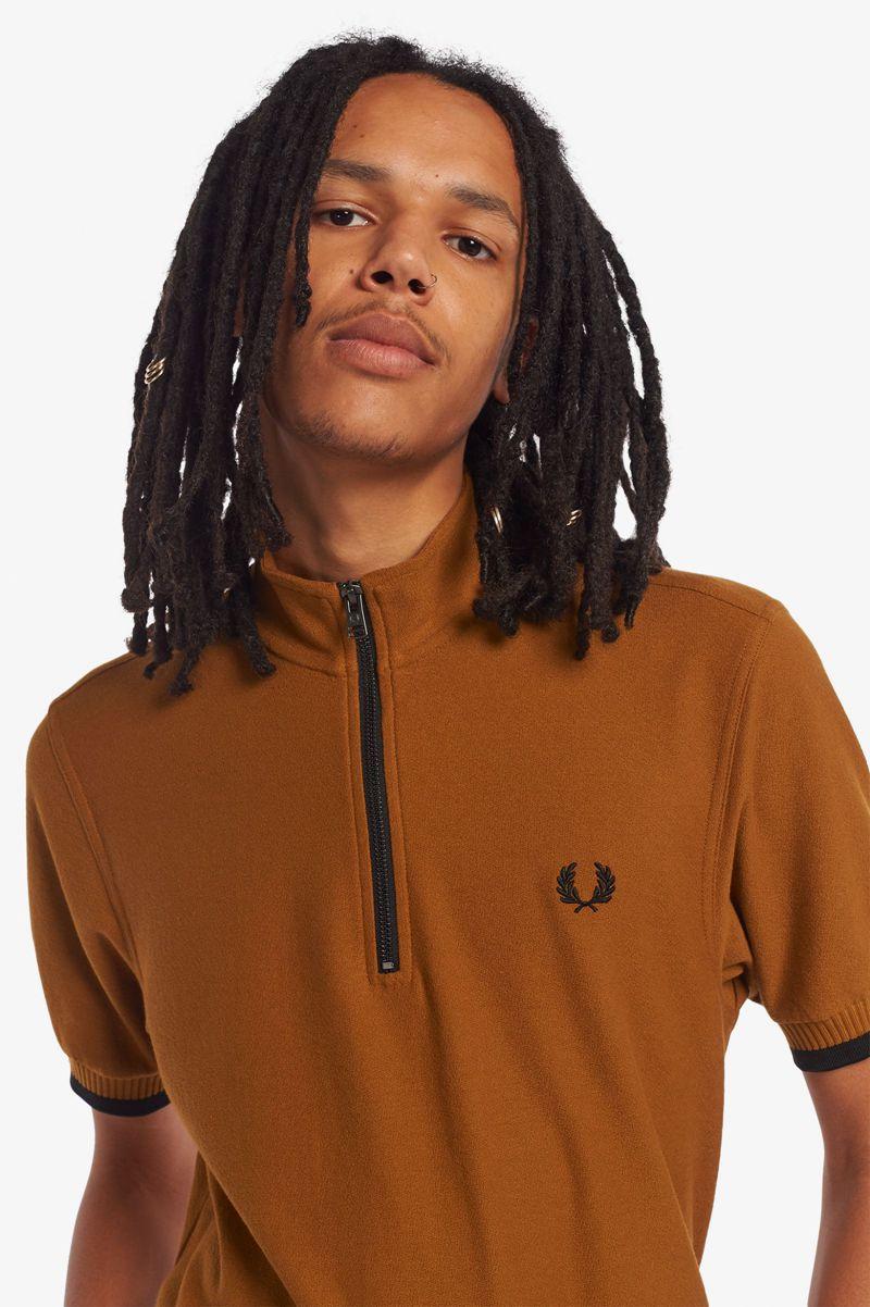 Camel Fred Perry Funnel Neck Polo Men's Shirts | PH 1500BEXC